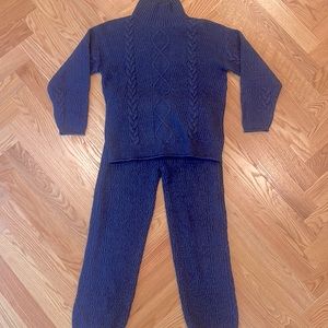 Navy cable knit coord set from Universal Thread. Top is size S, bottom is M.